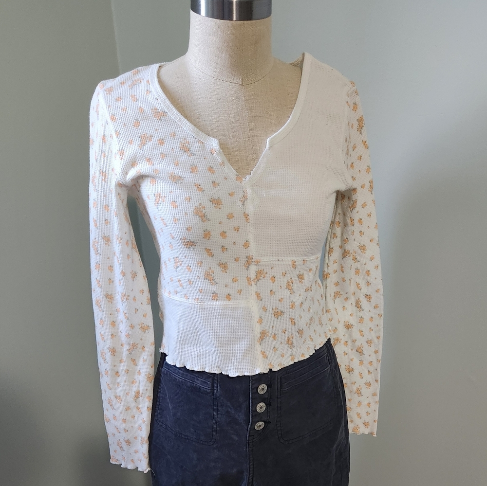 Floral White Long Sleeve Top